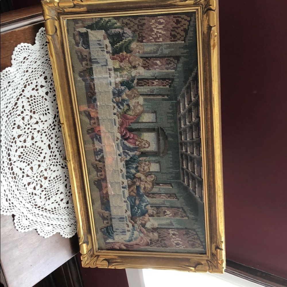 Last Supper Hand Stitched Tapestry in Frame